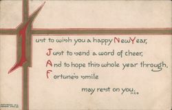 Happy New Year Greeting with Stylized J Design and Poetic Verse Postcard
