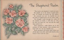 The Shepherd Psalm, Psalm 23 with Pink Roses Postcard