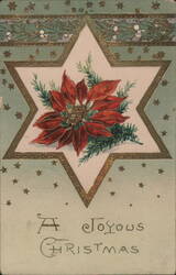 A Joyous Christmas Poinsettia Star Design Postcard