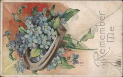 Remember Me" Horseshoe with Forget-Me-Not Flowers Postcard