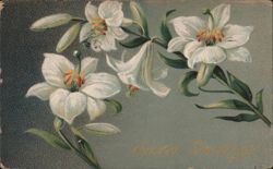 Easter Greetings with White Lilies Postcard