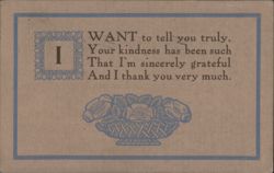 I Want to Tell You Truly Thank You Message with Basket of Flowers Postcard