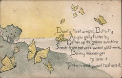 Dainty Fleetwinged Butterfly Poem, Golden Sunshine & Butterflies Postcard