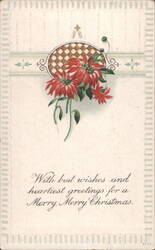 Merry Christmas Poinsettias & Heartfelt Greetings Postcard