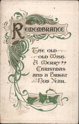 REMEMBRANCE A Merry Christmas and a Bright New Year Greeting Card Postcard