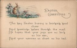Easter Greetings with Bunny and Poetic Verse Postcard