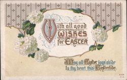Easter Greeting with White Flowers and Decorative Urn Postcard
