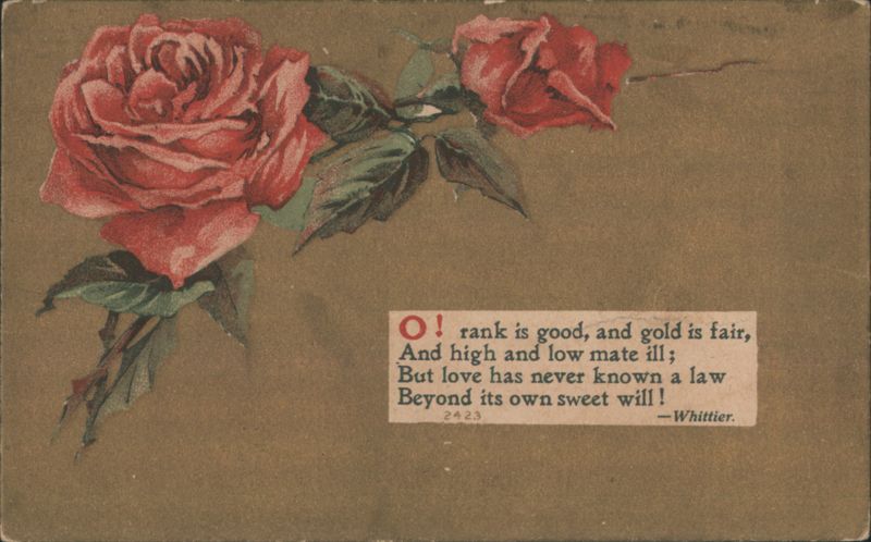 Red Roses with 'Love Has Never Known a Law' Poem by Whittier
