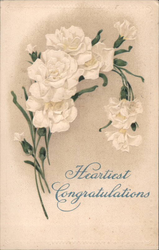 Heartiest Congratulations Embossed White Flowers