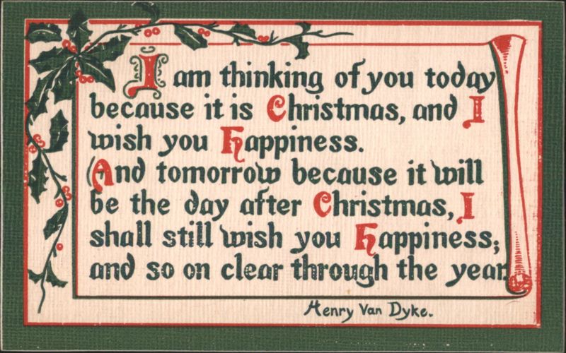 Christmas Greeting with Henry Van Dyke Poem & Holly Border