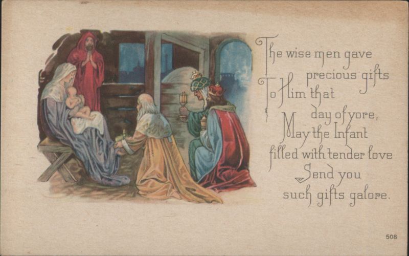 Adoration of the Magi, Three Wise Men Present Gifts to Infant Jesus
