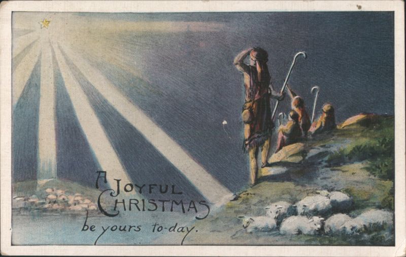 Shepherds & Sheep under Star of Bethlehem, A Joyful Christmas Greeting