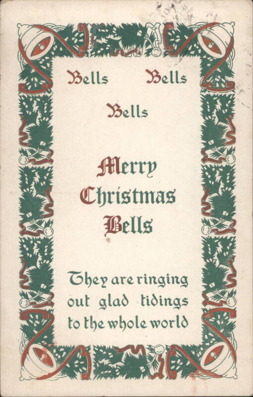 Merry Christmas Bells Ringing Glad Tidings with Holly Border