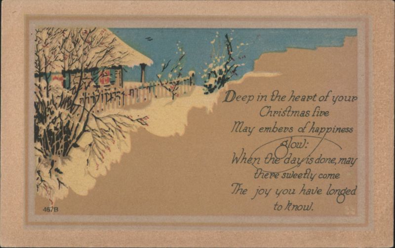 Christmas Greeting with Snowy Winter Scene and Poem