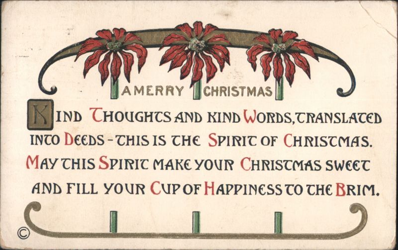 Christmas Floral Greeting Kind Thoughts and Words Message 1913