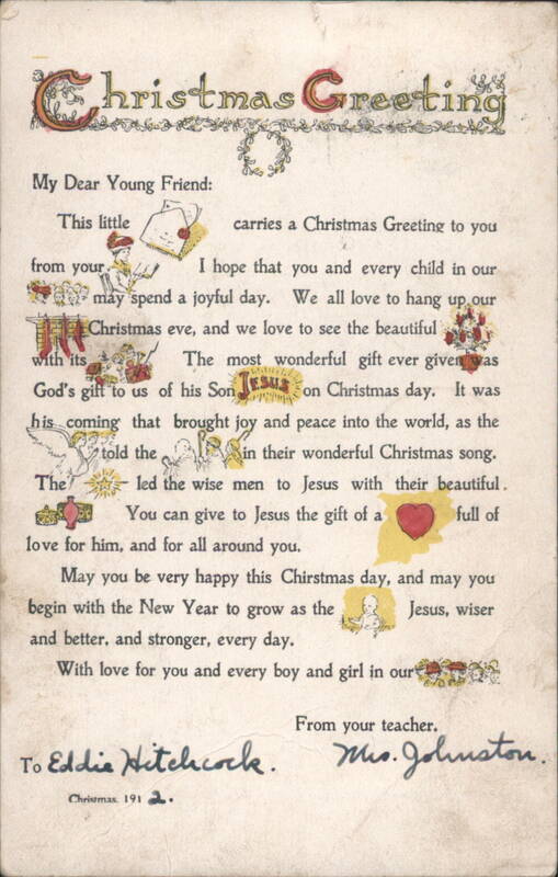 Christmas Greeting with Children, Angels, and Religious Themes