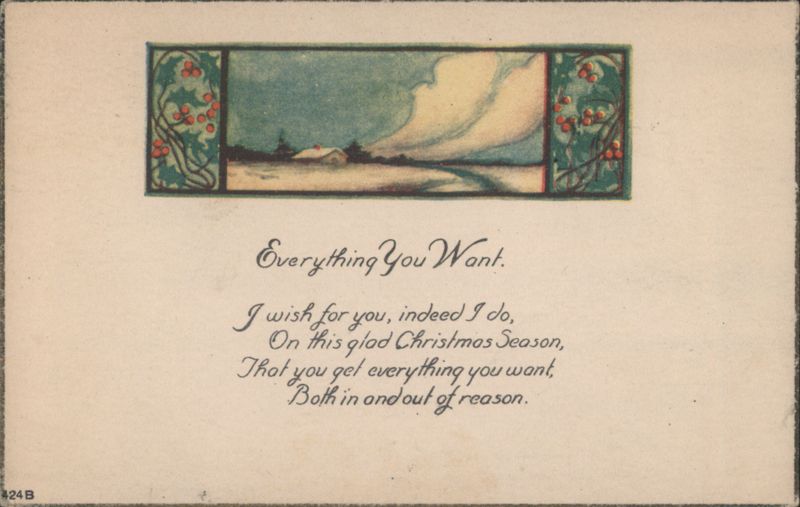 Christmas Winter Scene with Berries and Poem: Everything You Want