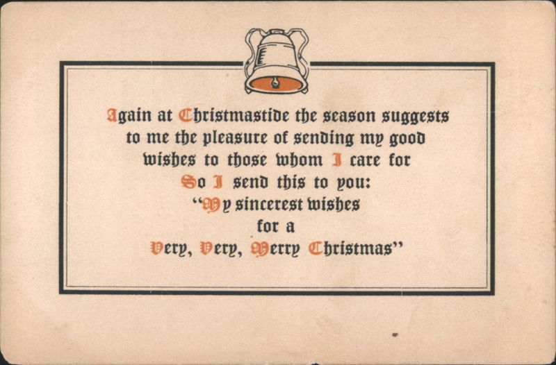 Merry Christmas Greeting with Ornate Bell and Holiday Message