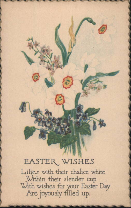 Easter Wishes Daffodils & Violets Bouquet with Poem