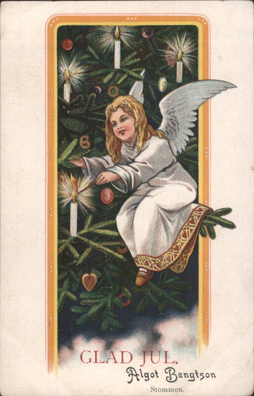 Angel Lighting Candles on Christmas Tree - Glad Jul