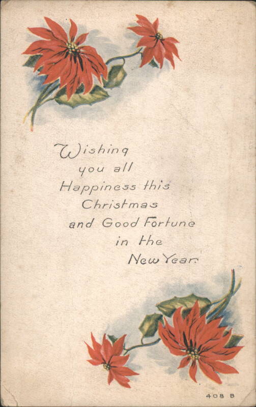 Christmas & New Year Greetings with Red Poinsettias