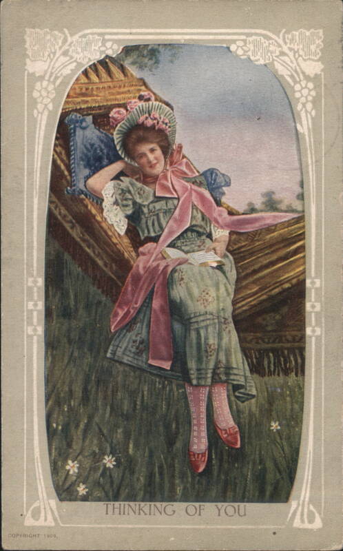 Art Nouveau Woman in Hammock Thinking of You