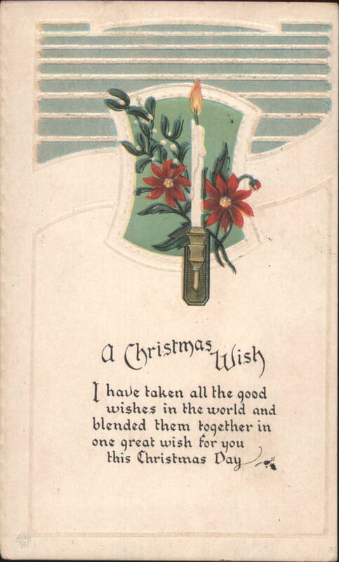 Christmas Wish with Lit Candle, Red Flowers, and Poem