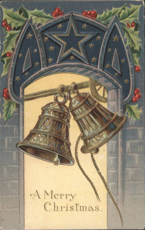 Christmas Bells, Holly, and Star Arch with 'A Merry Christmas' Greeting