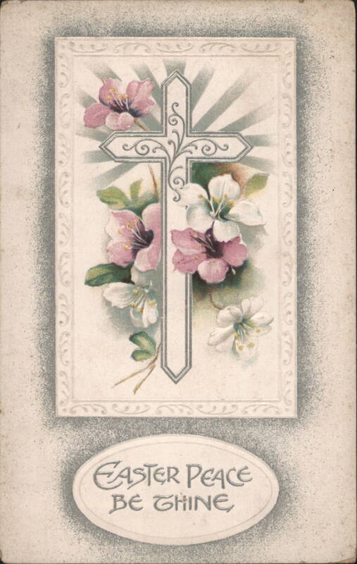 Easter Peace Be Thine Cross with Pink and White Flowers