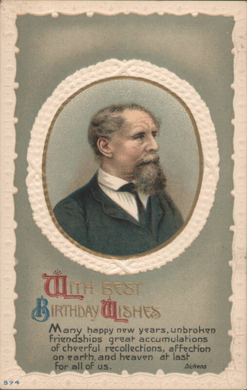 Charles Dickens Portrait with Birthday Wishes