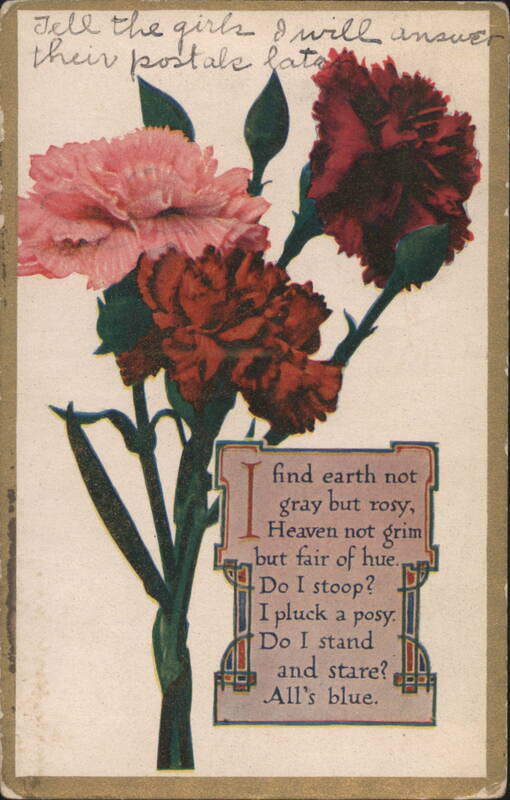 Pink and Red Carnations with Poem and Handwritten Message