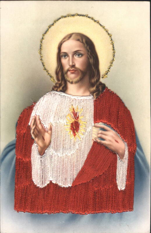 Sacred Heart of Jesus with Halo and Embroidered Garments