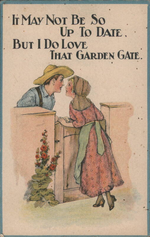 Young Couple at Garden Gate, 'It May Not Be So Up To Date'