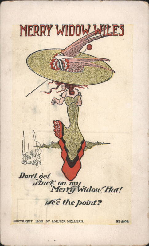 Merry Widow Wiles Humorous Hatpin Cartoon by W. W. Denslow