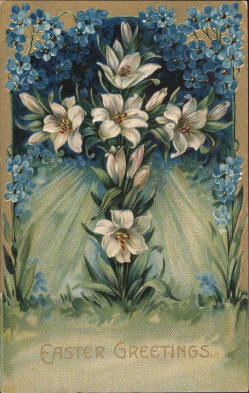 Easter Greetings Lilies & Forget-Me-Nots Floral Cross
