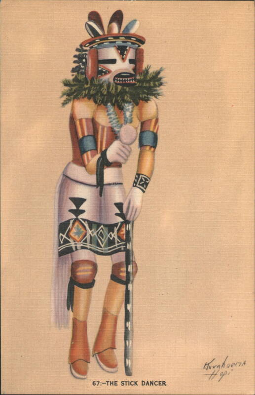 Hopi Stick Dancer in Traditional Ceremonial Attire at Walpai Village