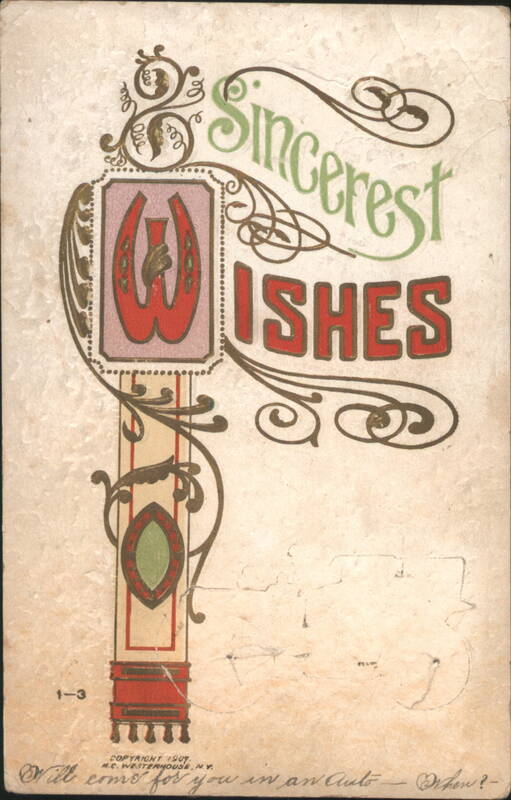 Sincerest Wishes with Decorative Horseshoe and Art Nouveau Scrollwork