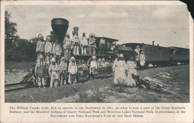 William Crooks Train & Blackfeet Indians at B&O Fair of Iron Horse