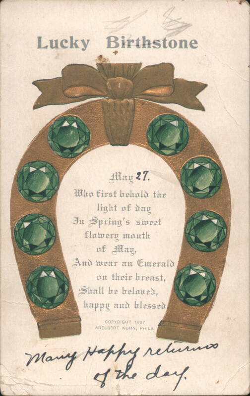 Lucky Birthstone Horseshoe with Emeralds for May 27 Birthday
