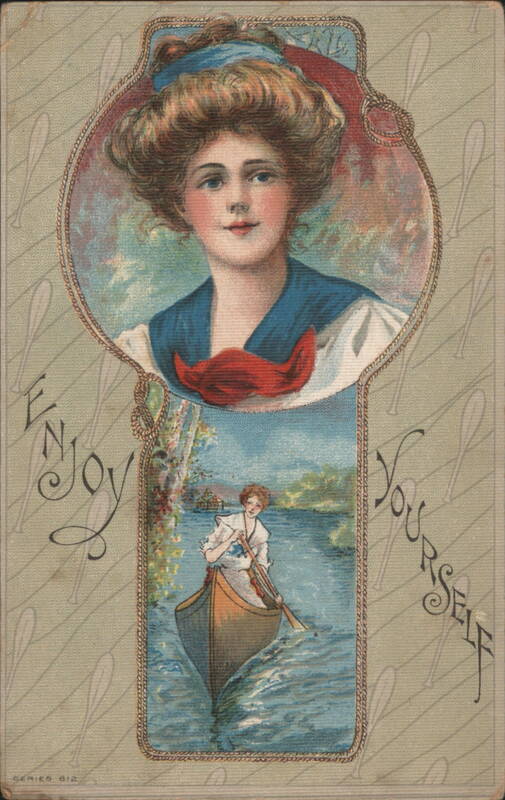 Enjoy Yourself - Woman in Sailor Blouse & Canoeing on a Lake