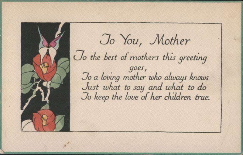 To You, Mother Poem with Flowers and Butterfly Art