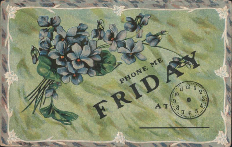 Blue Violets Bouquet 'Phone Me Friday' with Clock Flowers