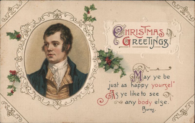 Robert Burns Portrait Christmas Greetings, Holly, 1911