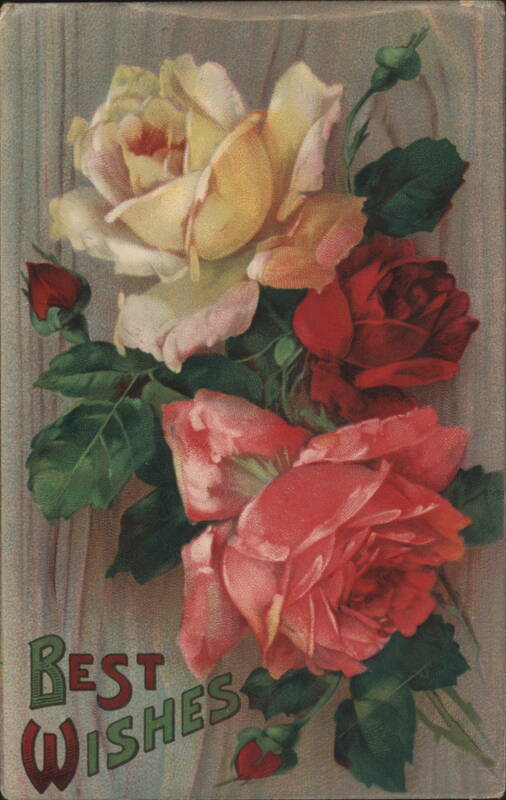 Best Wishes Bouquet of Roses Floral Greeting Card Flowers