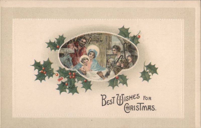 Nativity Scene with Madonna and Child, Best Wishes for Christmas