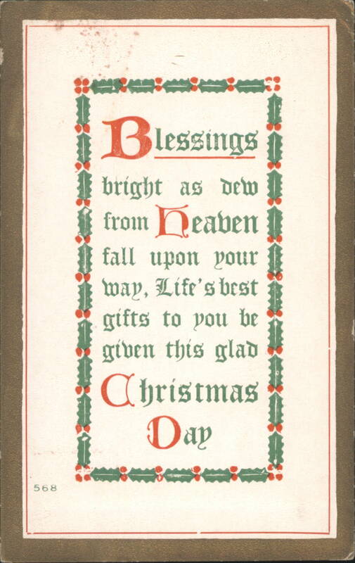 Christmas Greeting with Holly Border and Seasonal Poem