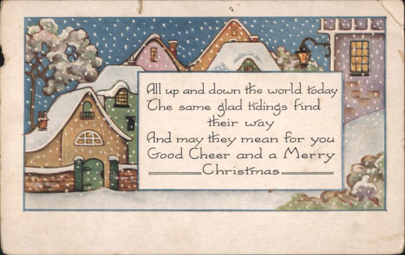 Snowy Village Christmas Greeting with Houses and Trees