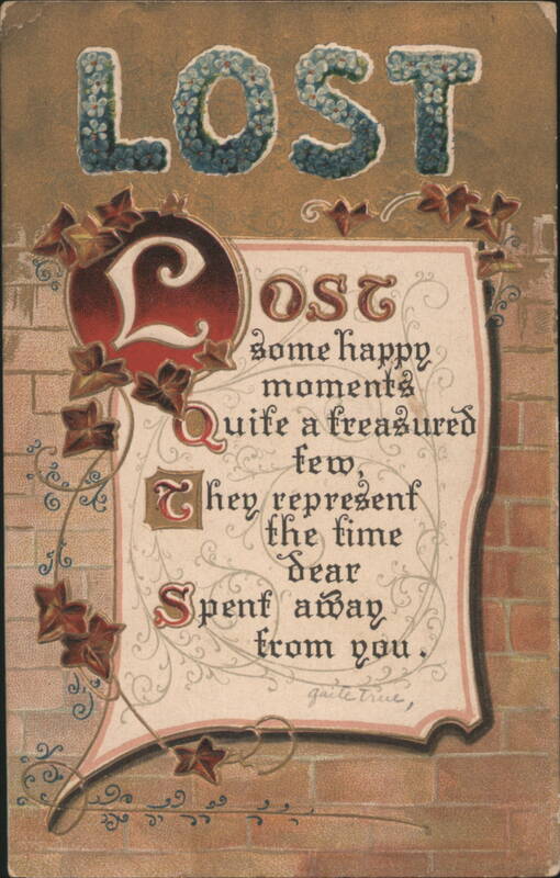 LOST Floral Lettering and Poem, Sentimental Message