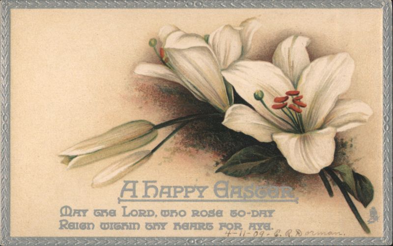 A Happy Easter Lilies Greeting with Religious Verse