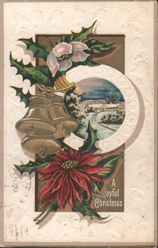 Christmas Bells, Holly, Poinsettia, Winter Scene - A Joyful Christmas